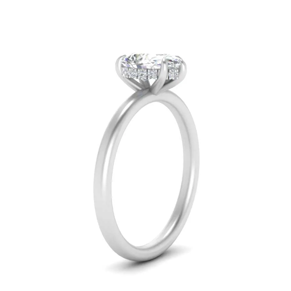 IGI Certified 1/2 - 5 Carat Lab Grown Diamond Thin Band Halo Women Engagement Ring 14K Gold