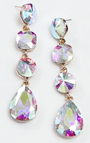 Jenna - AB Rhinestone Tiered Drop Earrings