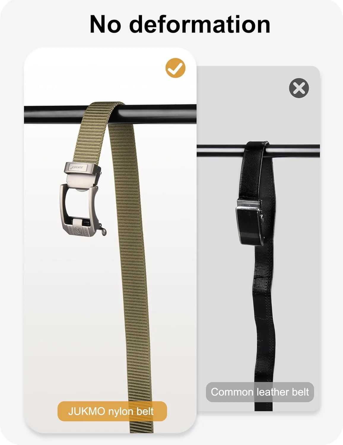 JUKMO Ratchet Belt for Men, Nylon Web Tactical Belt with Automatic Slide Buckle, Adjustable Trim to Fit