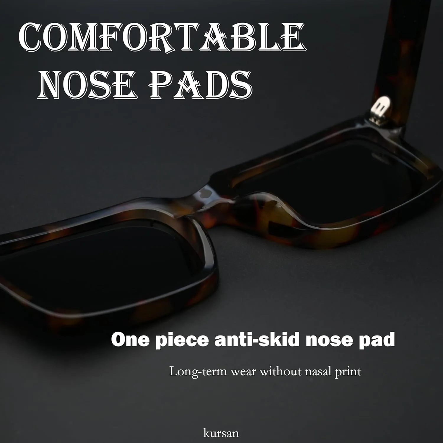 Kursan Retro Square Frame Sunglasses for Men Women Trendy Sun Glasses UV400 Protection