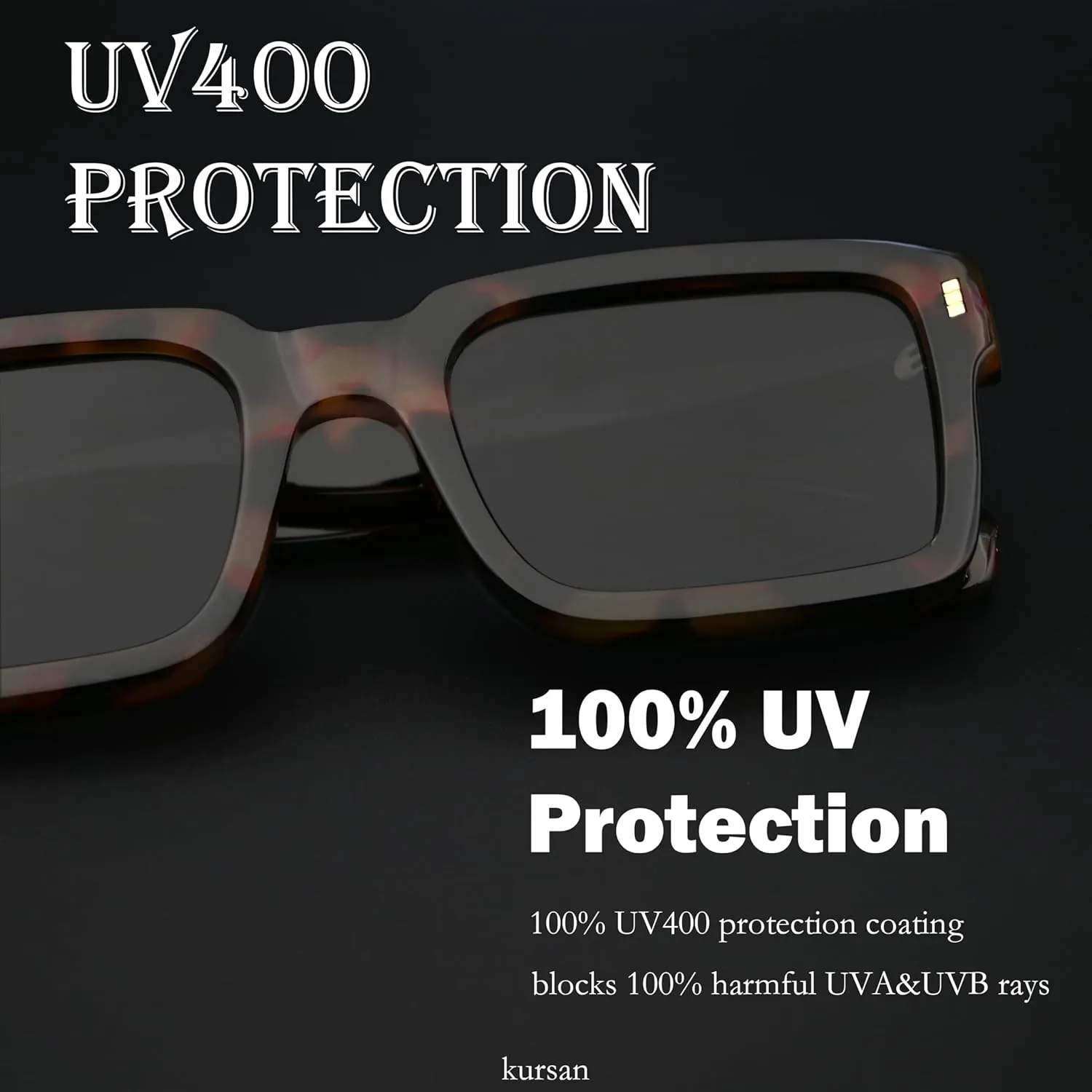Kursan Retro Square Frame Sunglasses for Men Women Trendy Sun Glasses UV400 Protection