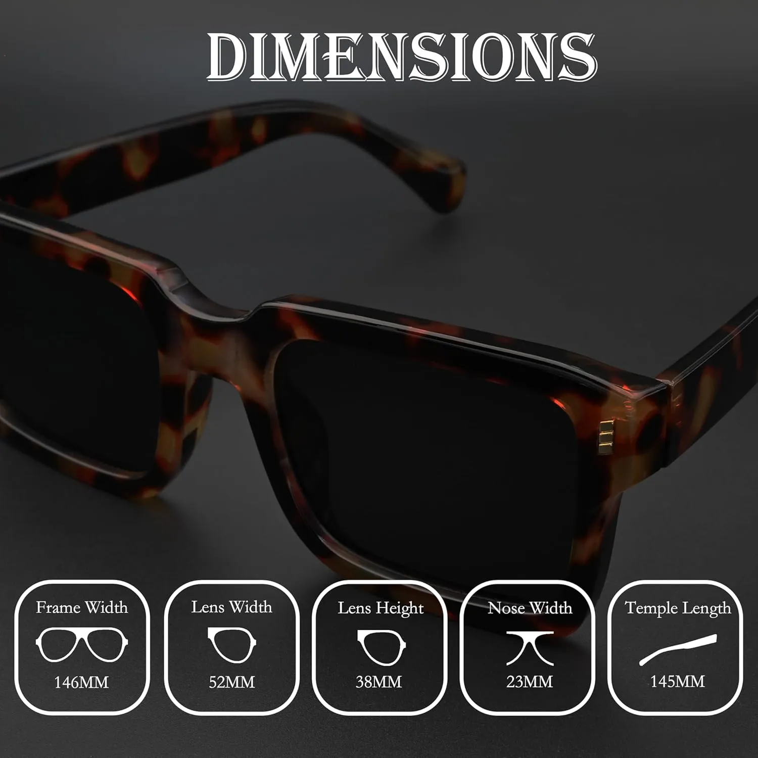 Kursan Retro Square Frame Sunglasses for Men Women Trendy Sun Glasses UV400 Protection