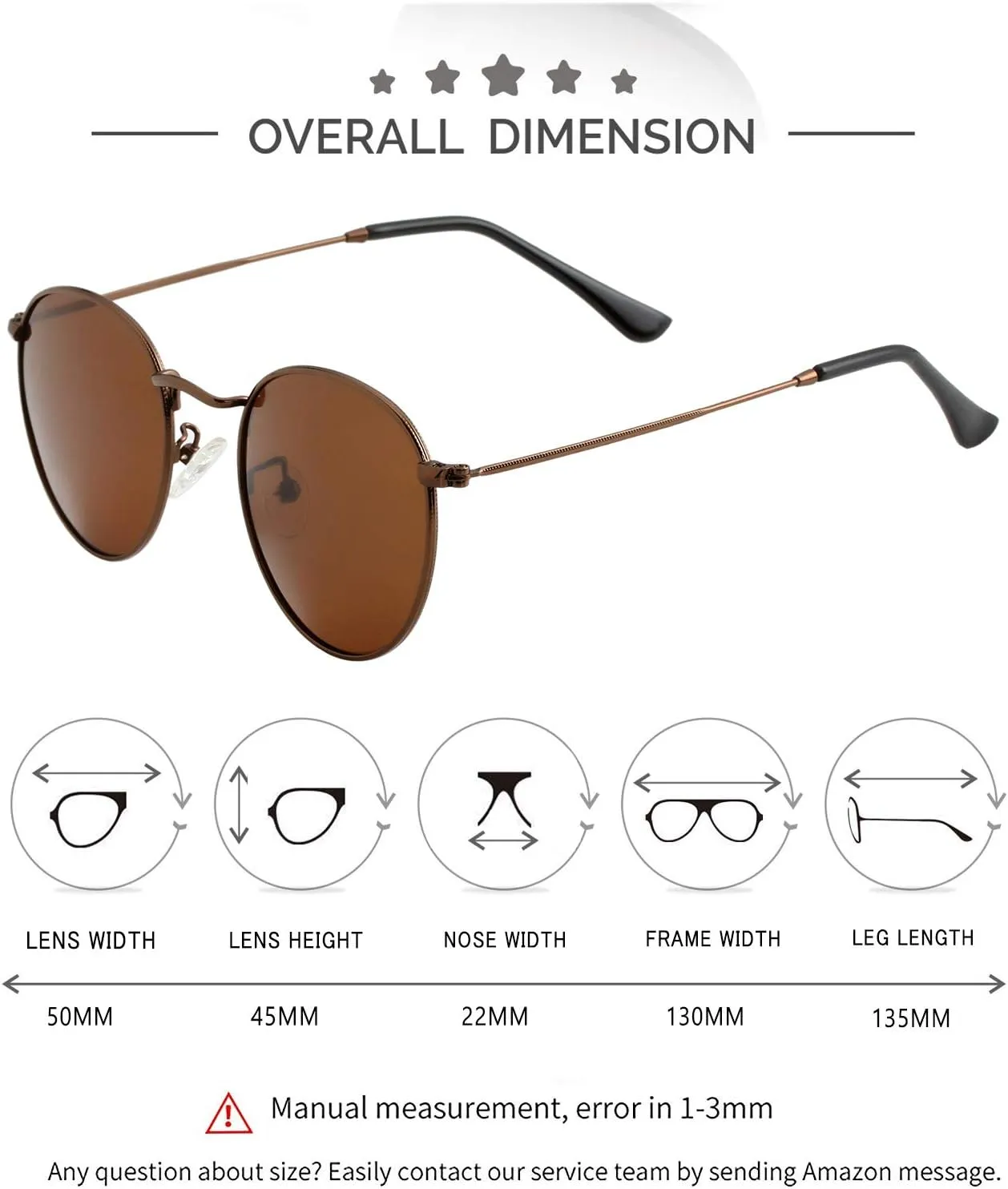 Kursan Small Round Metal Polarized Sunglasses for Men Women Mirrored Lens Classic Circle Sun Glasses
