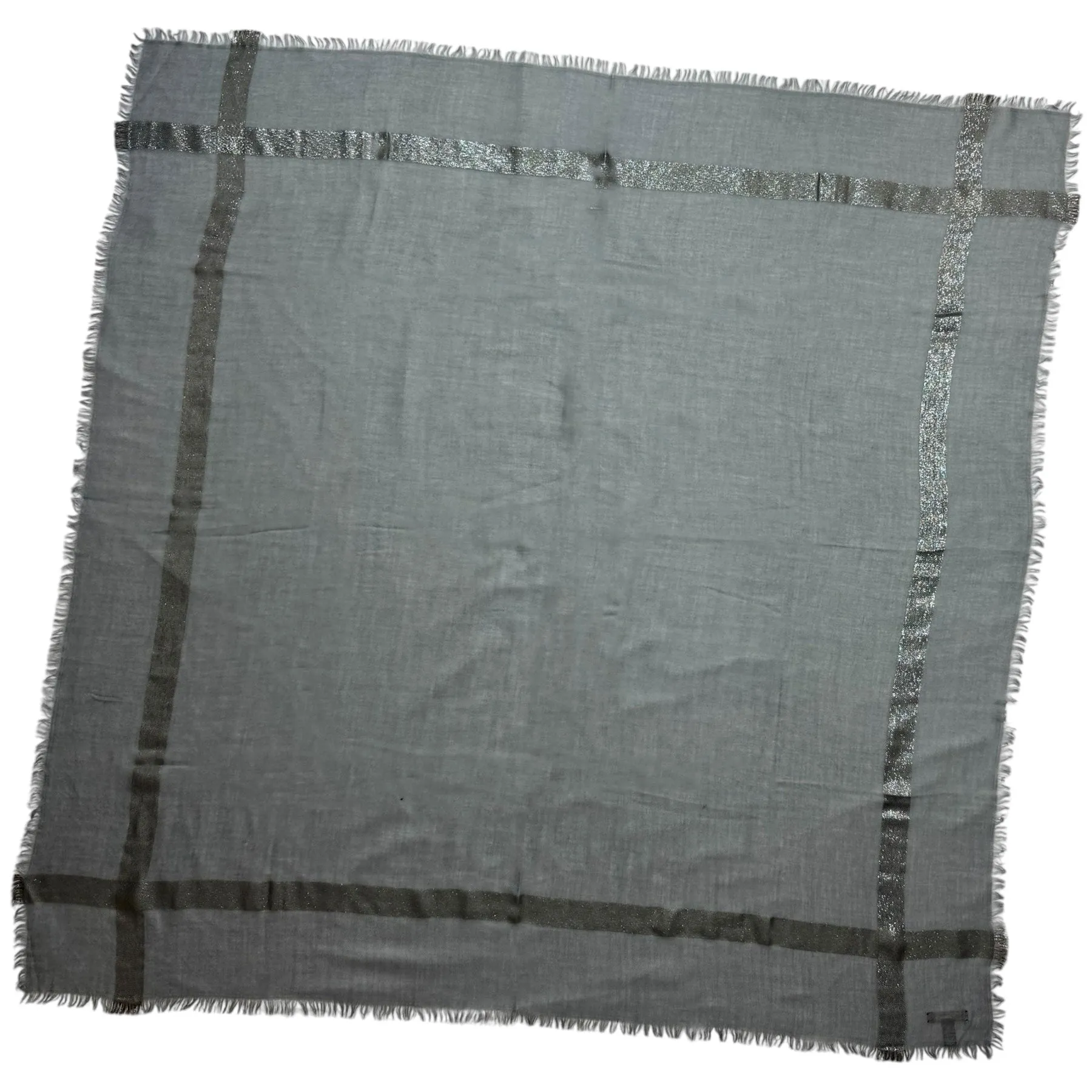 Loro Piana Scarf Gray Design - Extra Large Cashmere Silk Square Shawl