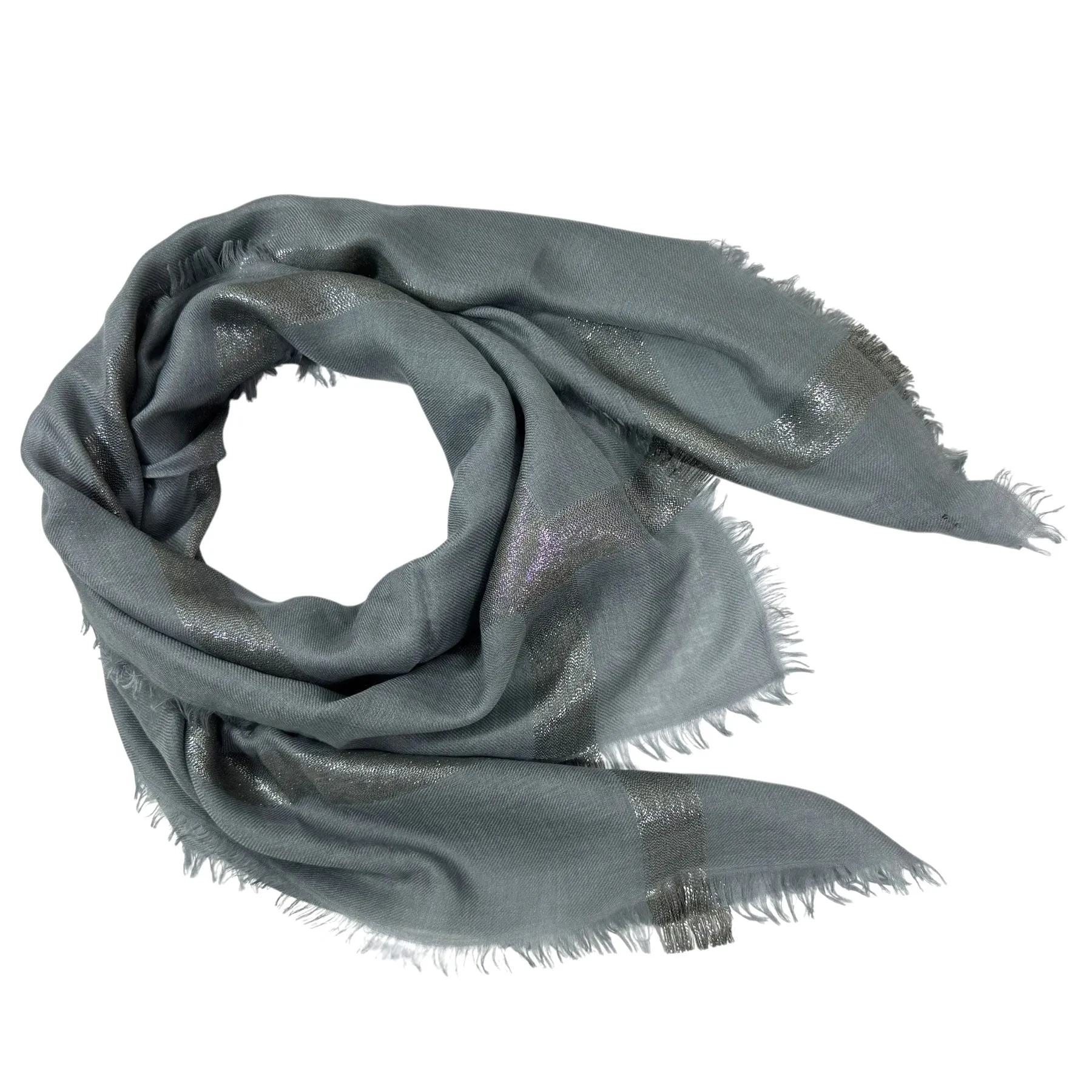 Loro Piana Scarf Gray Design - Extra Large Cashmere Silk Square Shawl