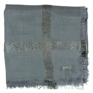 Loro Piana Scarf Gray Design - Extra Large Cashmere Silk Square Shawl