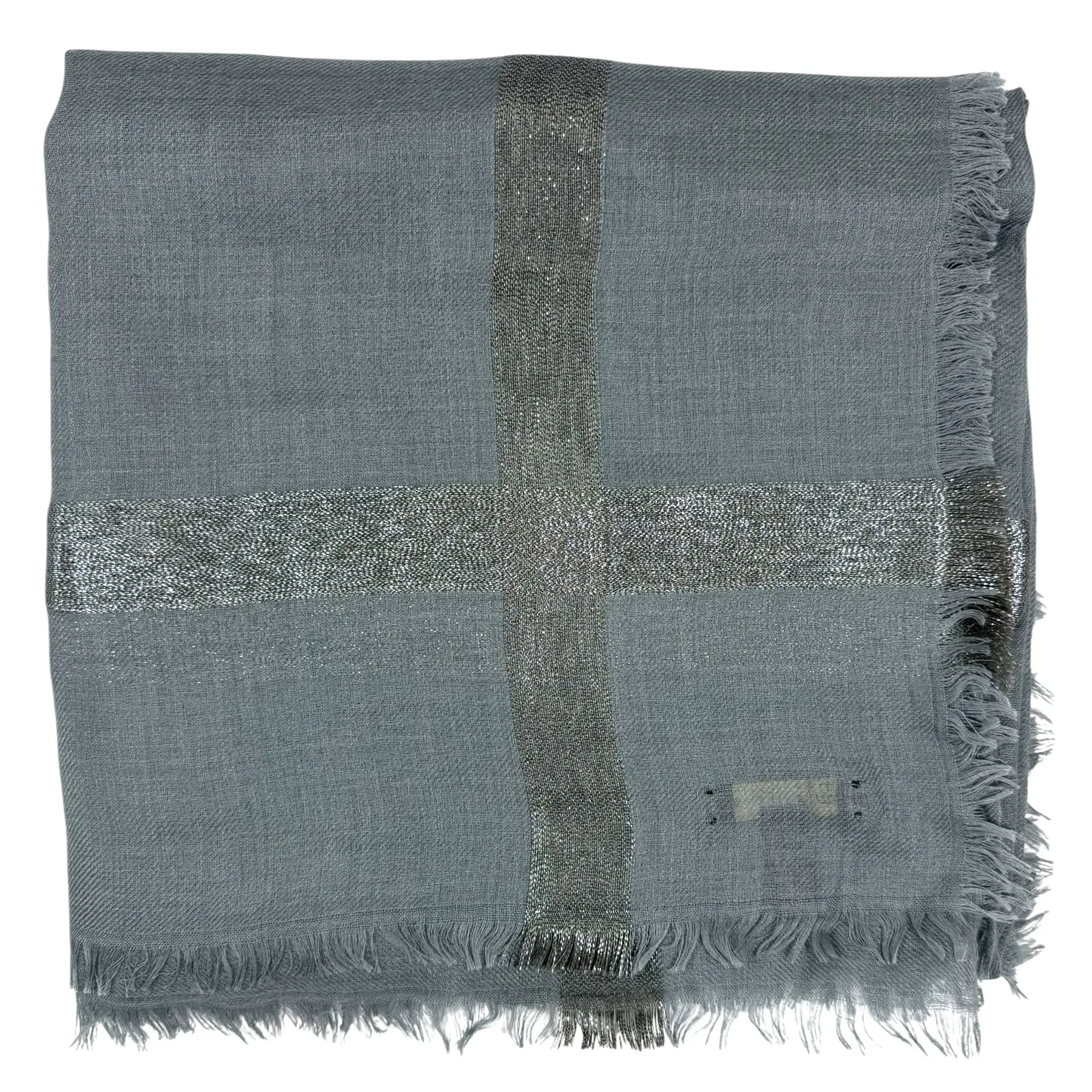 Loro Piana Scarf Gray Design - Extra Large Cashmere Silk Square Shawl