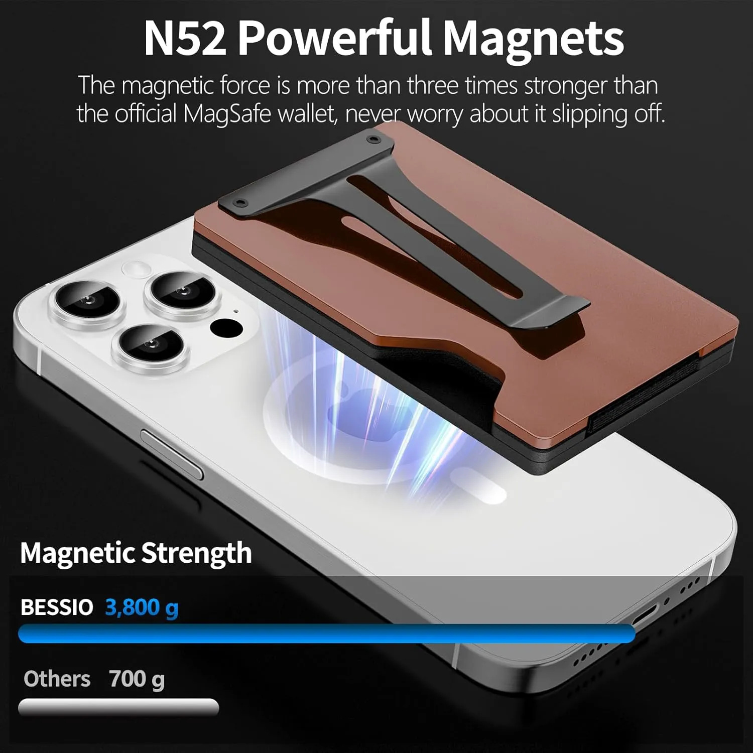 Magnetic Phone Wallet Compatible with Apple MagSafe - Metal Card Holder with AirTag Holder, RFID Blocking & Money Clip Mag Safe Wallet for iPhone 16 15 14 13 12 Pro Max/Pro/Plus/Mini