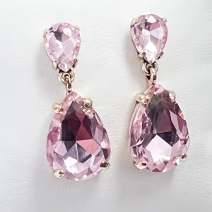 Mariah - Rhinestone Drop Earrings (Baby Pink)