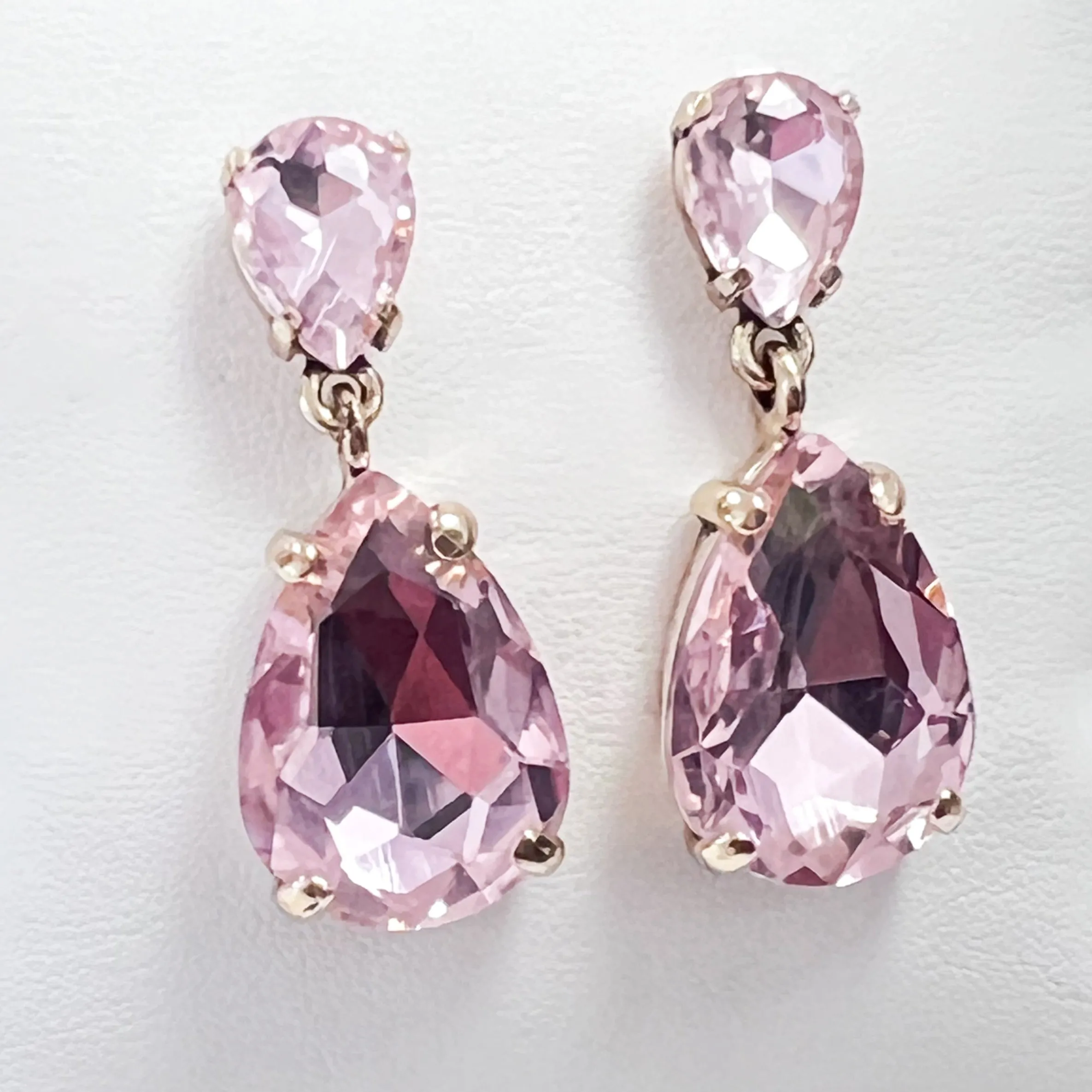 Mariah - Rhinestone Drop Earrings (Baby Pink)