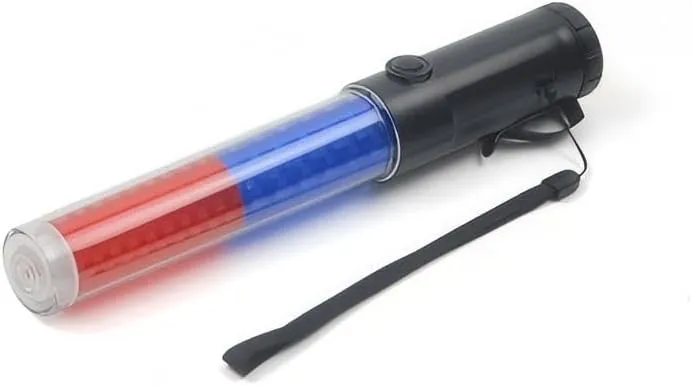 Mastiff X260rb Traffic Wand Security Control Red with Blue and White LED Lamp 3-Mode Light Magnet Multiple Function Flashlight Torch Signal Safety Beacon