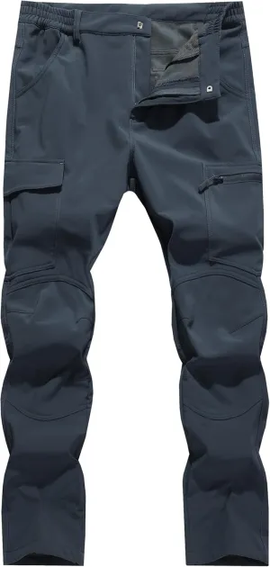Men's Snow Ski Hiking Pants Winter Fleece Lined Softshell Outdoor Waterproof Insulated Cargo Work Pants