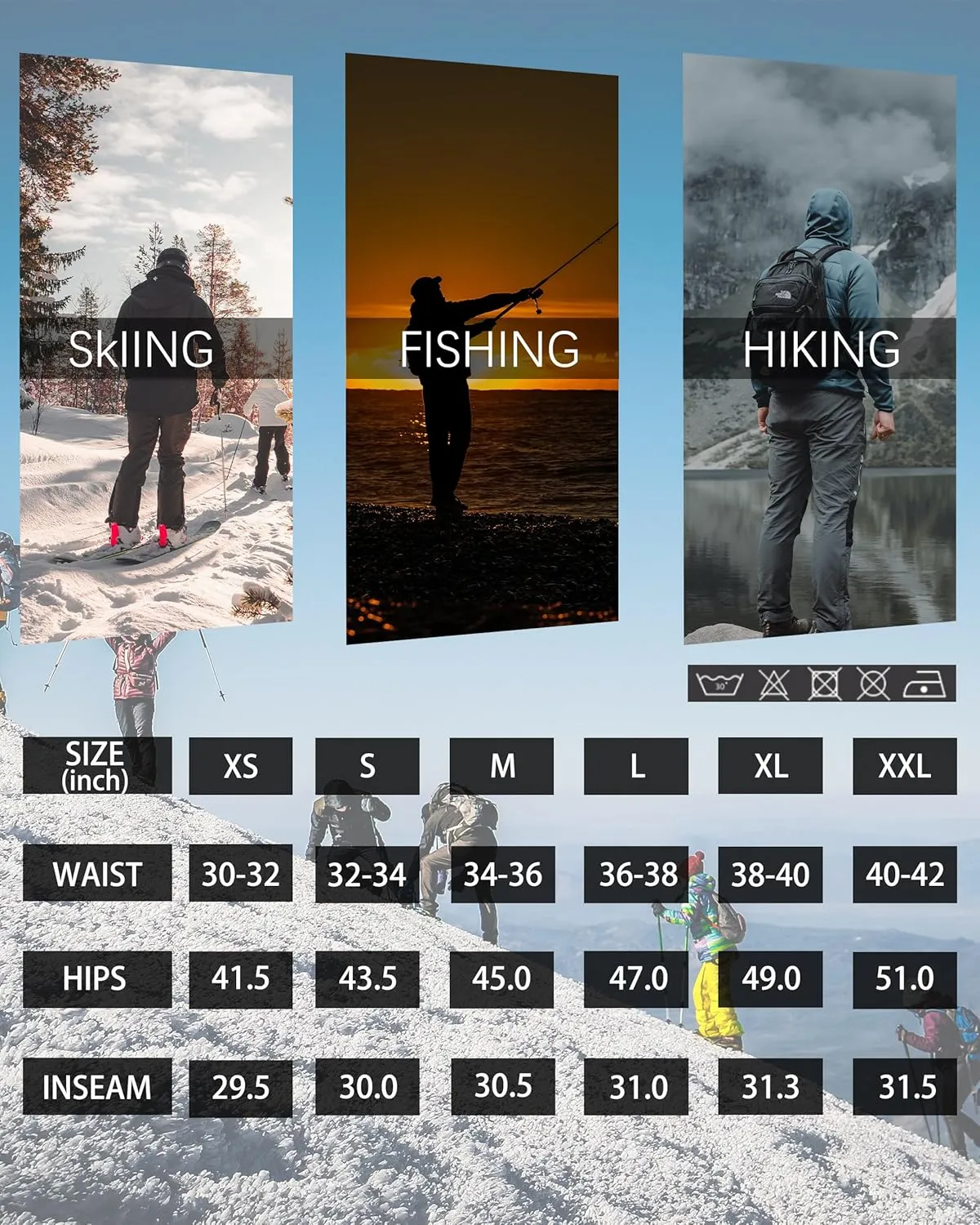 Men's Snow Ski Hiking Pants Winter Fleece Lined Softshell Outdoor Waterproof Insulated Cargo Work Pants