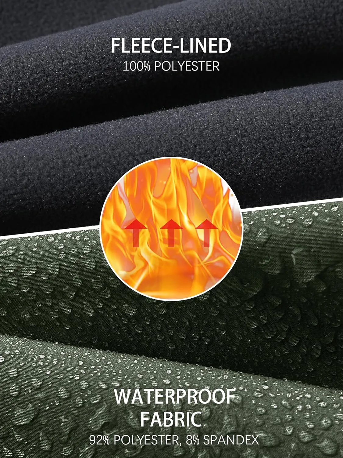 Men's Snow Ski Hiking Pants Winter Fleece Lined Softshell Outdoor Waterproof Insulated Cargo Work Pants