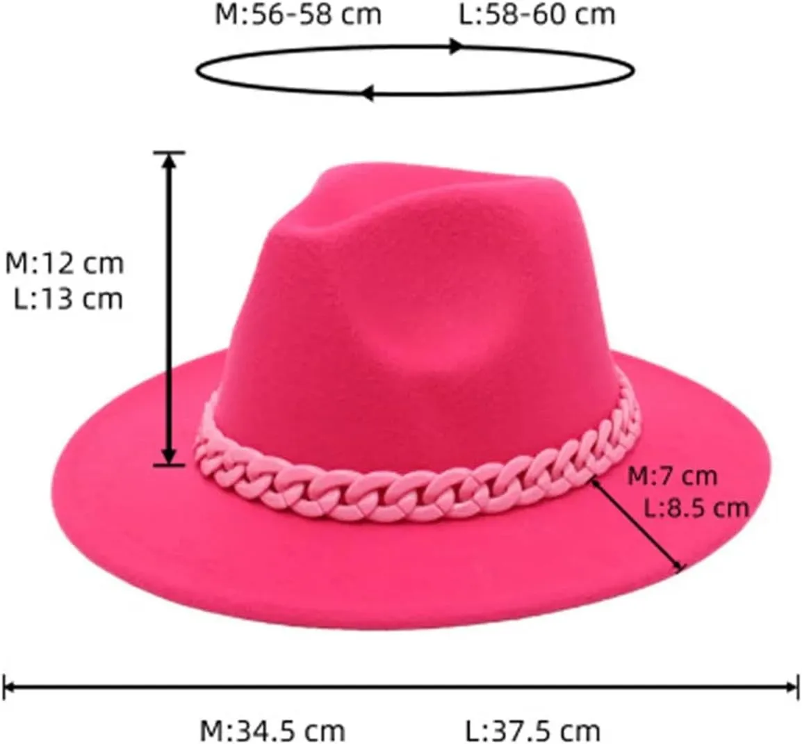 Men's Vintage Chain Top Hat Classic Wide Brim Hats for Women Men Party Church Felt Jazz Cap