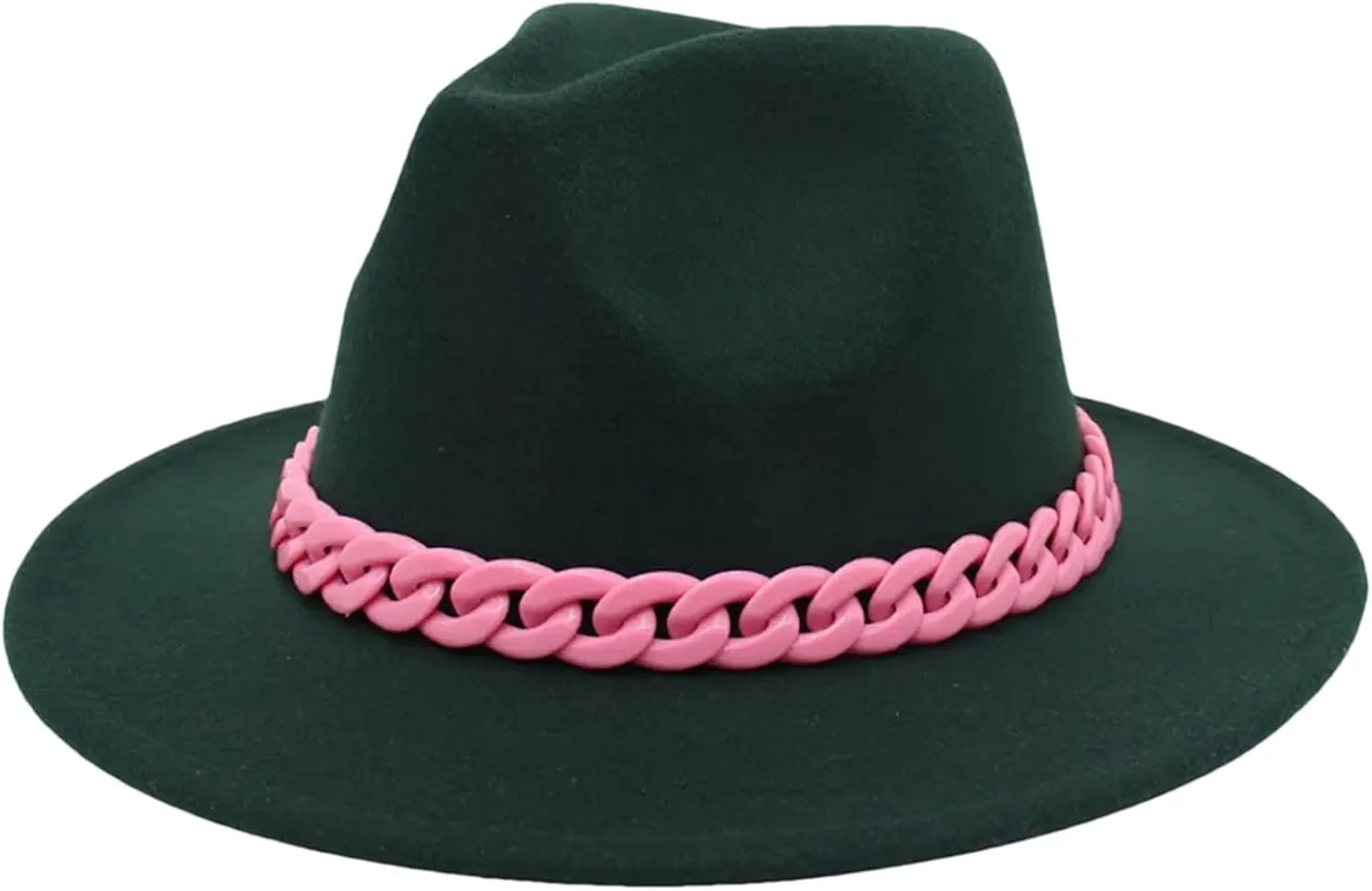 Men's Vintage Chain Top Hat Classic Wide Brim Hats for Women Men Party Church Felt Jazz Cap