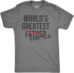 Mens Worlds Greatest Father Farter T Shirt Funny Gift for Dad Sarcastic Humor
