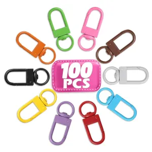 Metal 100 PCs Colorful Lobster Claw Clasps for Keychains  360 Swivel Keychain Clasp Colorful Design 1.28x0.48 in with 0.4 in Ring  Keychain Clips for Crafts, Jewelry, Bags, Needlework, DIY