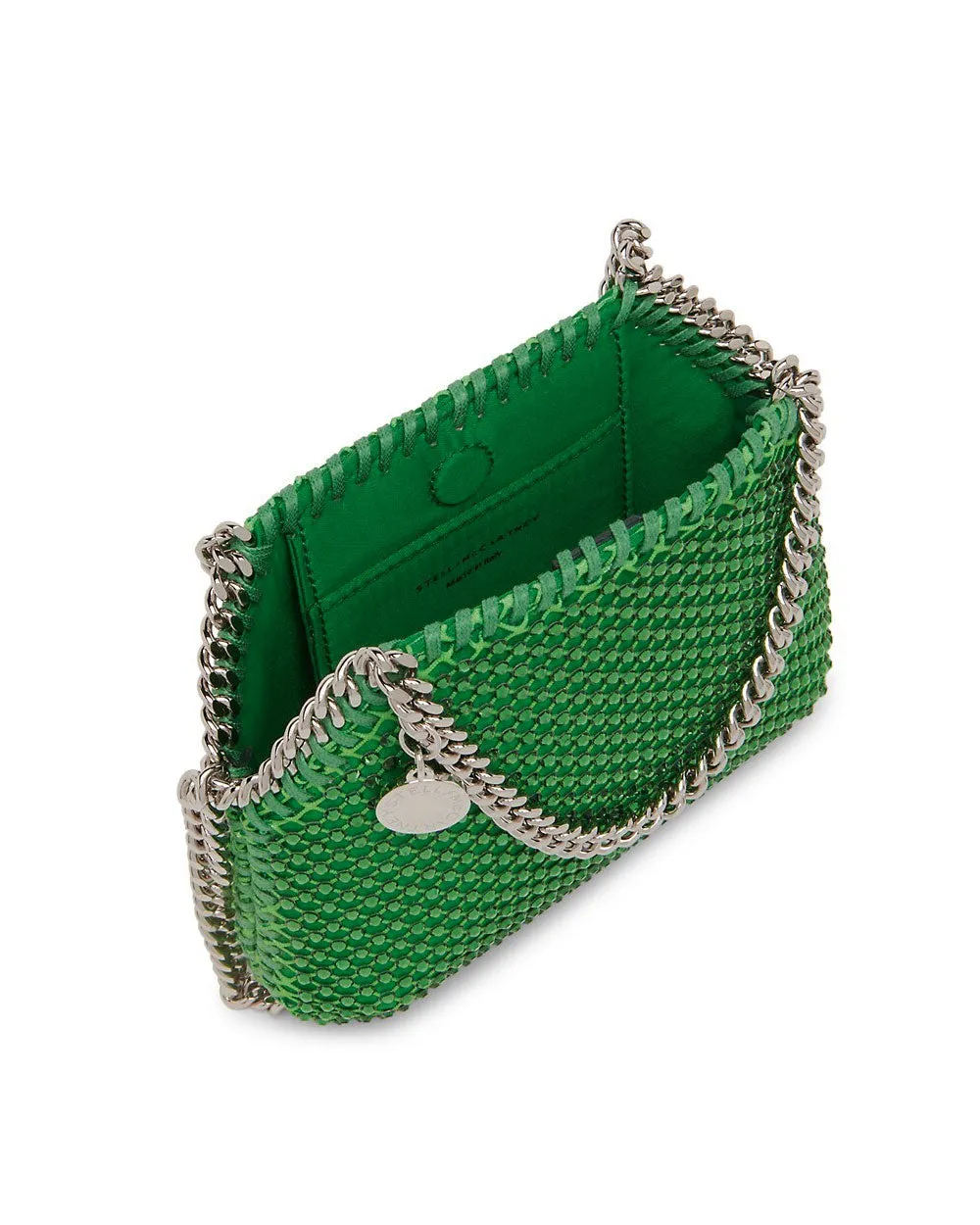 Mini Falabella Crystal Mesh Shoulder Bag in Fluo Green