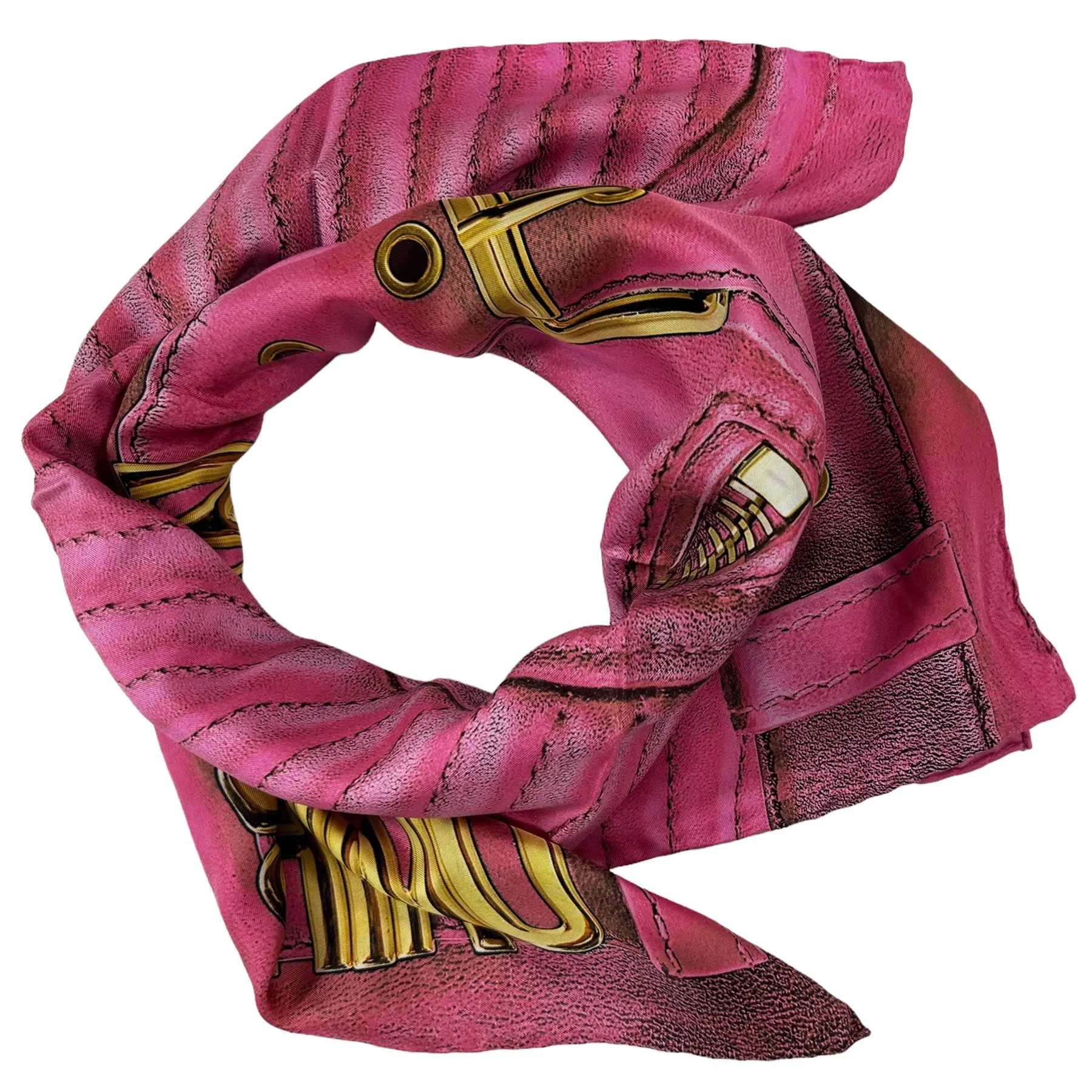 Moschino Scarf Pink Leather Jacket - Large Square Silk Foulard