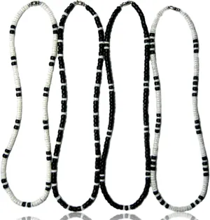 Native Treasure (4 Pack) Mens and Womens Tropical Summer Beach Surfer Necklaces From the Philippines, Coconut Beads and White Ark Shells