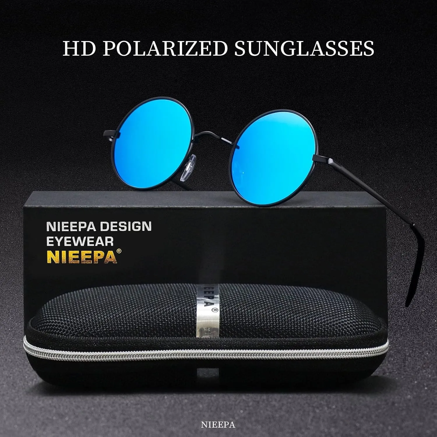NIEEPA Vintage Small Round Polarized Hippie Sunglasses for Men Women Circle Sun Glasses NP1002