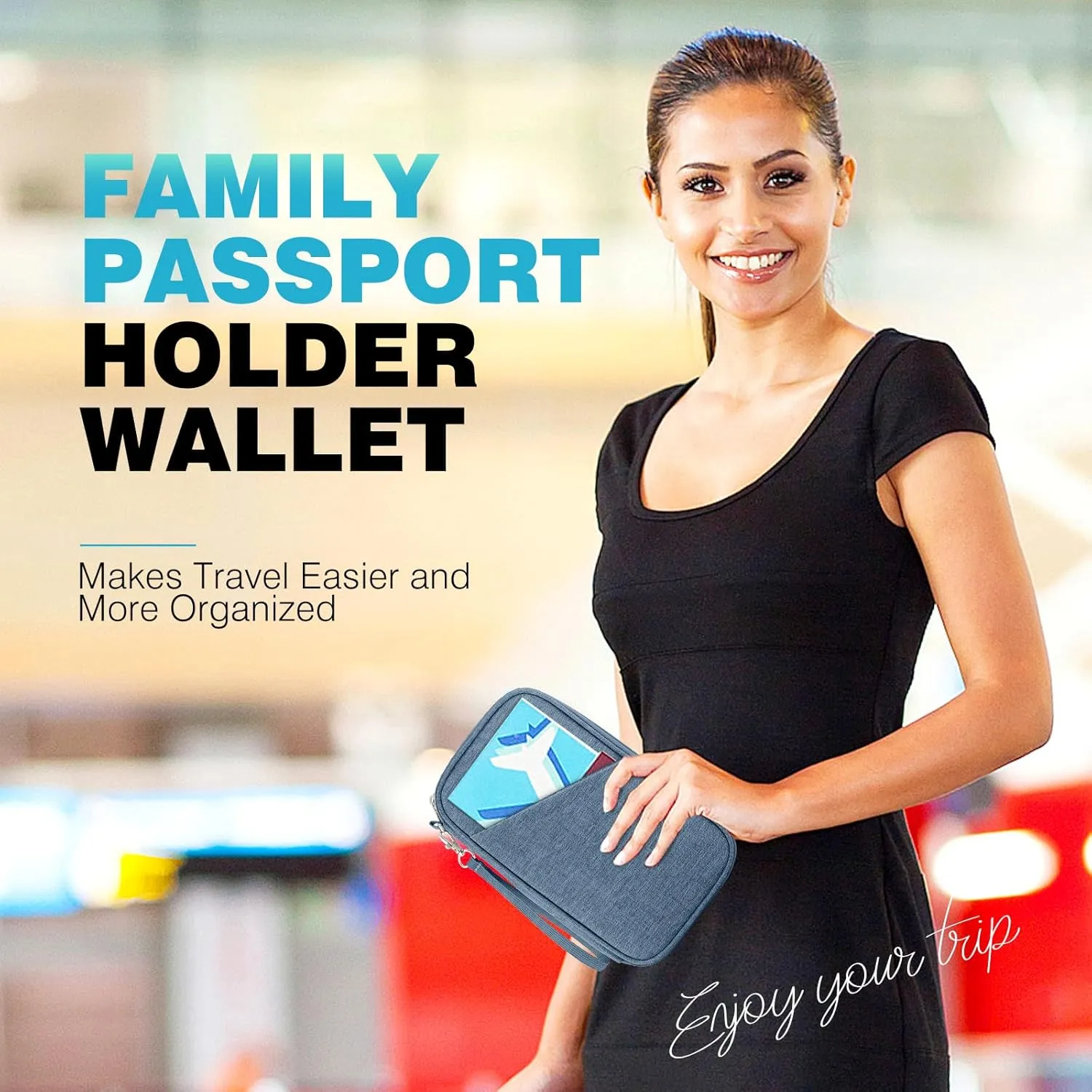 Passport Holder Family RFID Travel Document Organizer for Women Waterproof Passport Wallet Men Portable Case for Cards