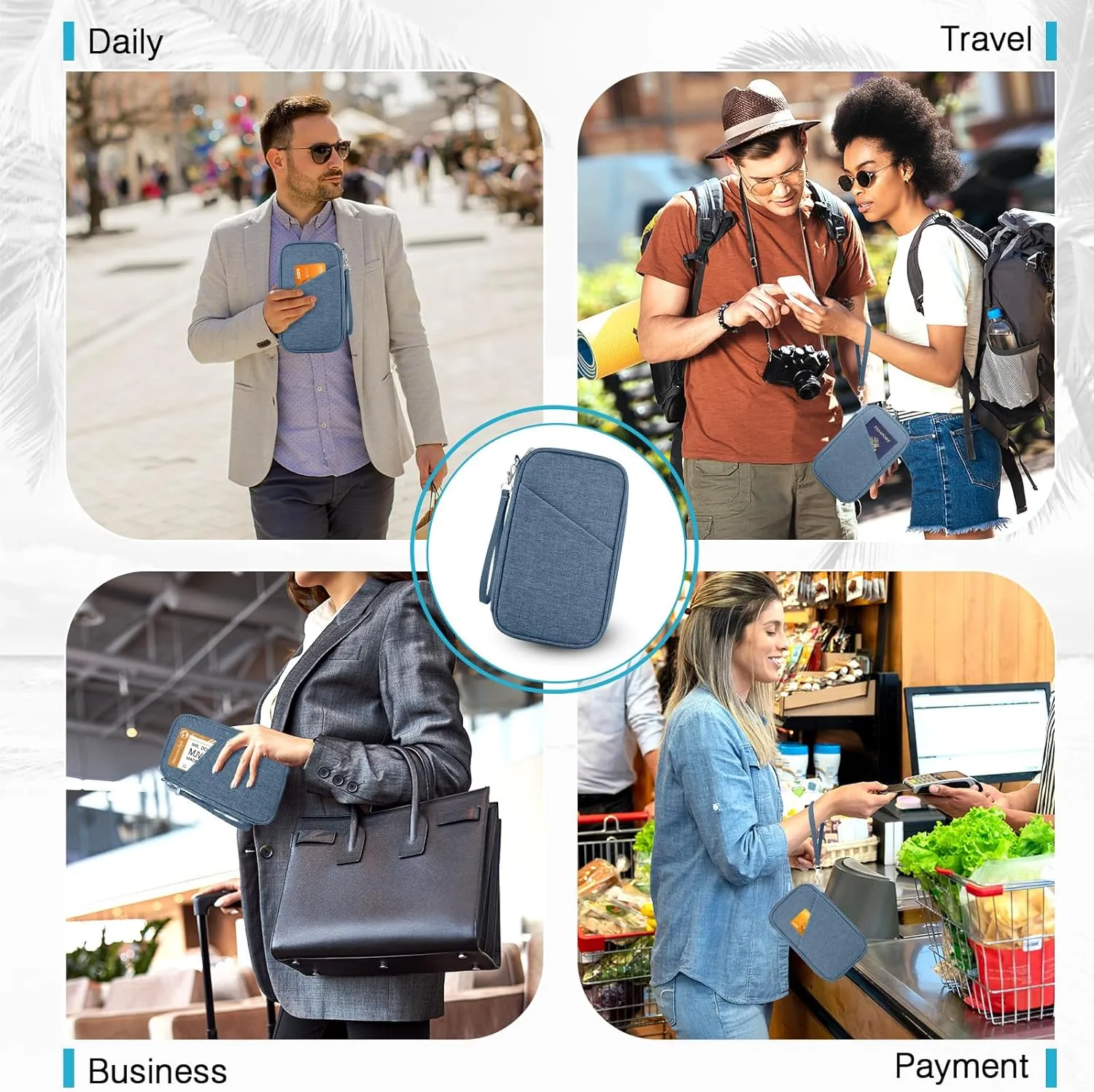 Passport Holder Family RFID Travel Document Organizer for Women Waterproof Passport Wallet Men Portable Case for Cards