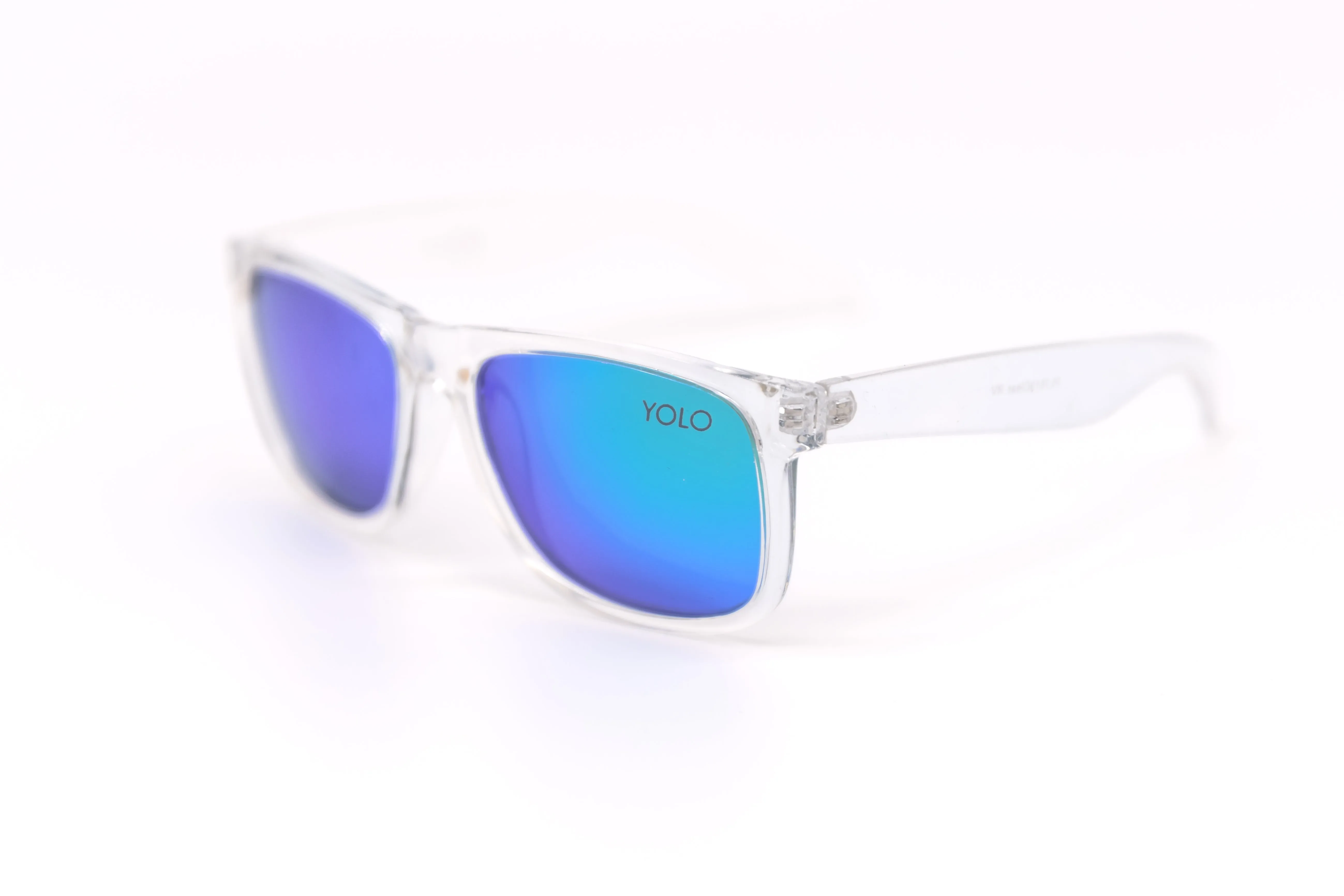 Polarized Sport Square Clear Framed Sunglasses with Mirrored Lens