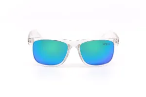 Polarized Sport Square Clear Framed Sunglasses with Mirrored Lens