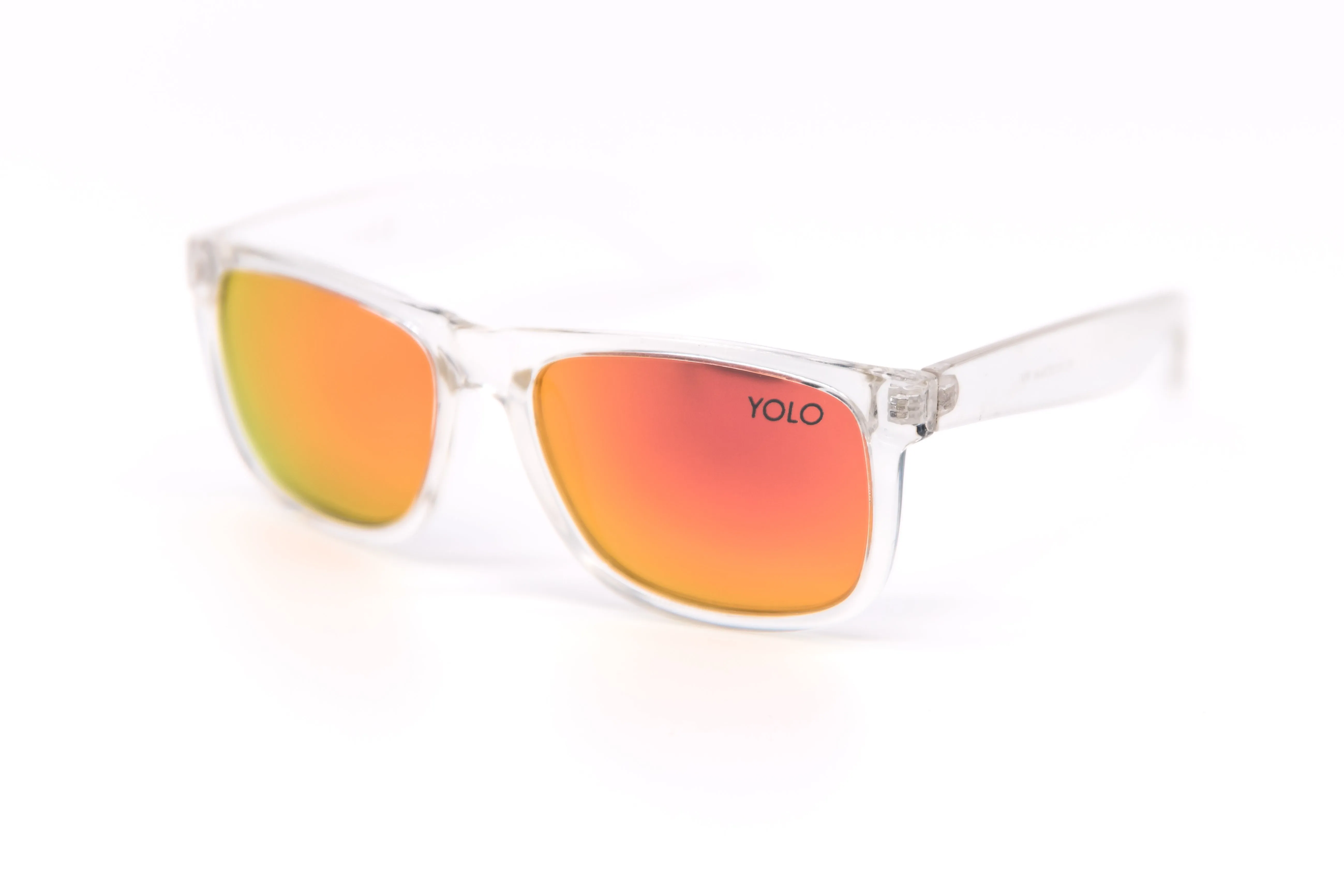 Polarized Sport Square Clear Framed Sunglasses with Mirrored Lens