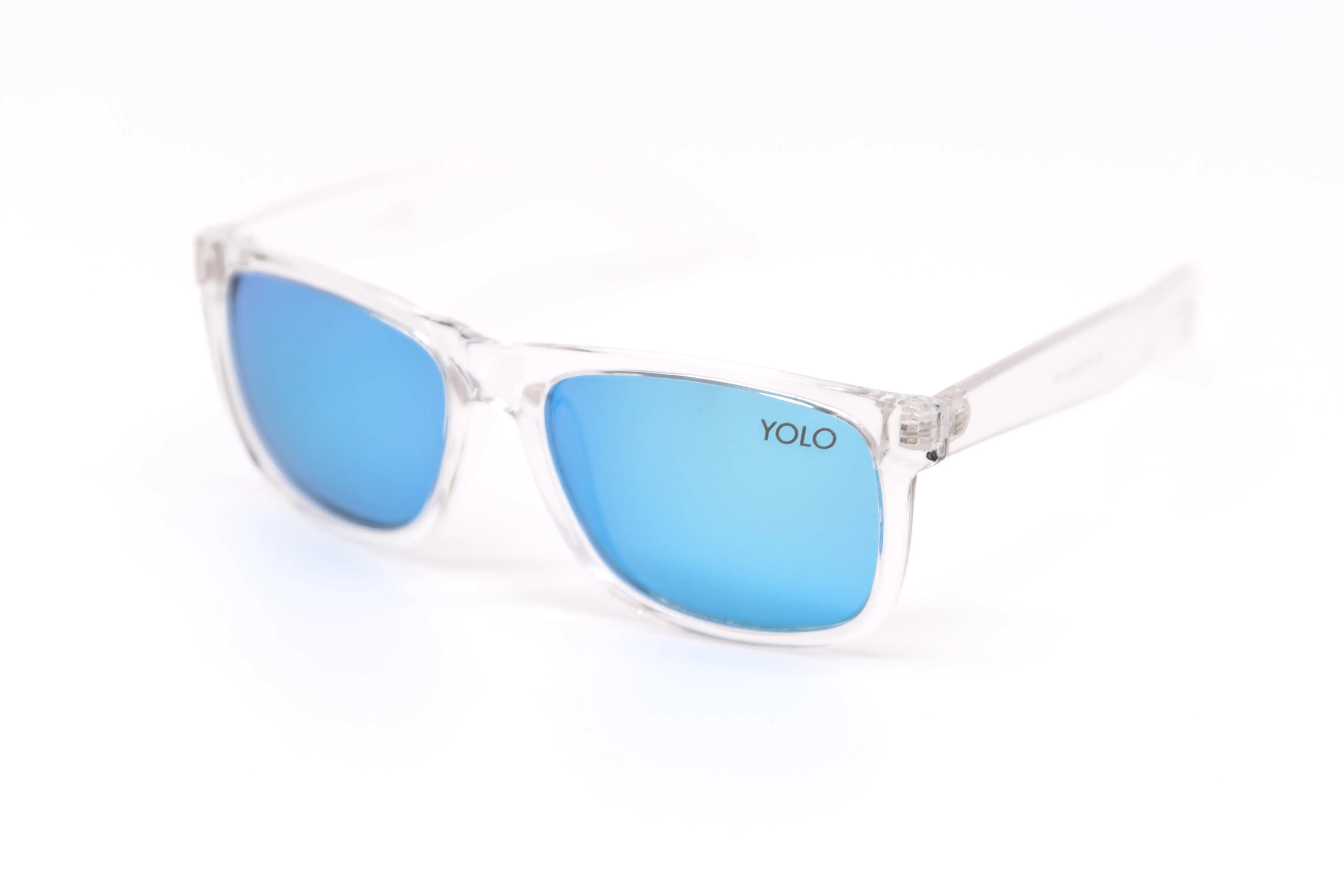 Polarized Sport Square Clear Framed Sunglasses with Mirrored Lens