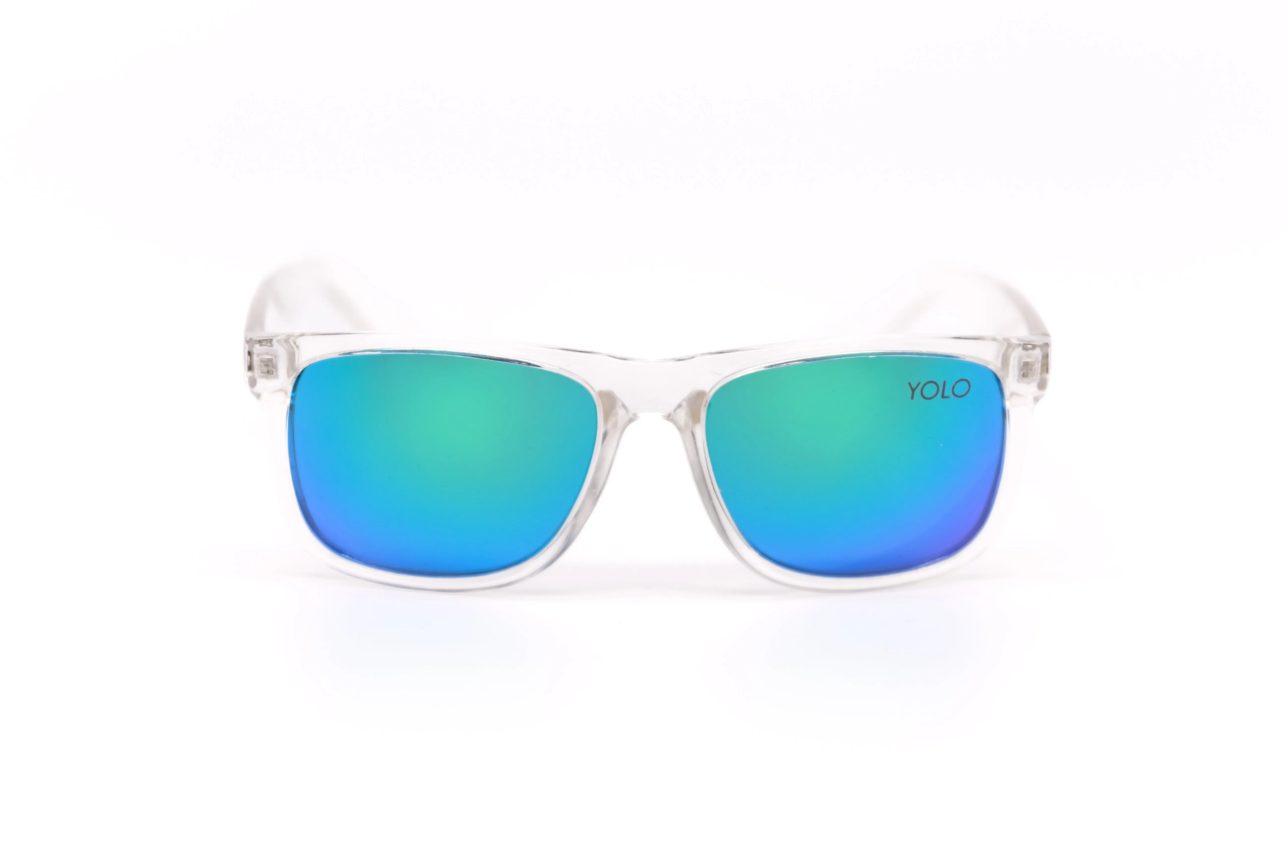 Polarized Sport Square Clear Framed Sunglasses with Mirrored Lens