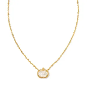 Pumpkin Yellow Gold Ivory MOP Short Pendant Necklace by Kendra Scott