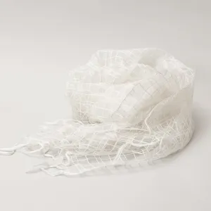 Scarf - Silk & Cotton Handwoven - Wide Check Design