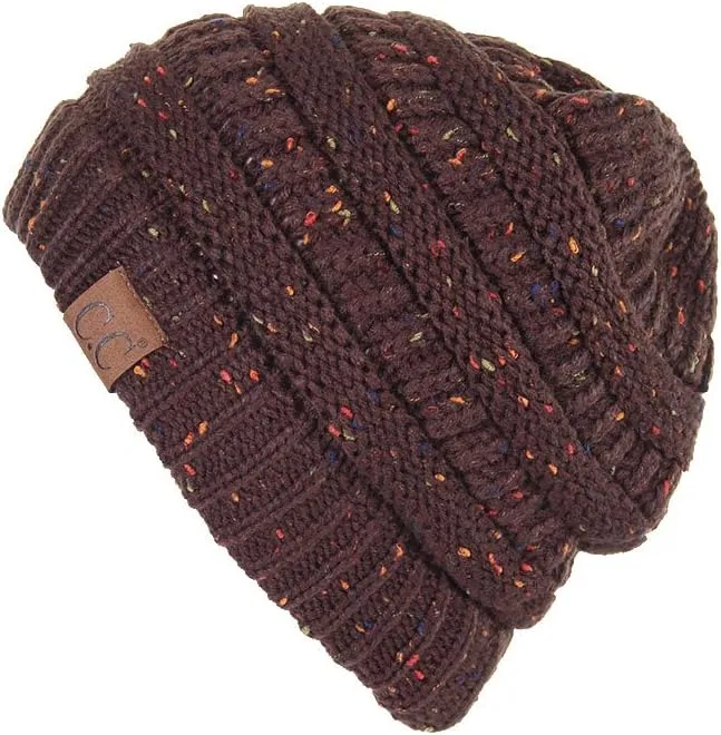 ScarvesMe Women Confetti BeanieTail Ponytail Messy Bun Solid Ribbed Beanie Hat Cap