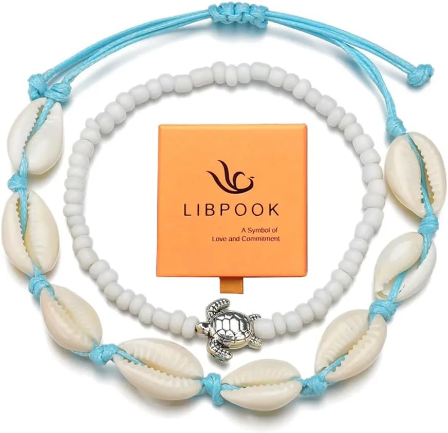Seashell Bracelet Anklet Choker Shell for Women Bohemian Handmade Adjustable Beach Shell Bracelet Creative Shell Turtle Starfish Cross Bracelet Bangles Beach Summer Statement Hawaii Beach Parties Jewelry