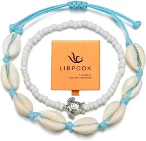 Seashell Bracelet Anklet Choker Shell for Women Bohemian Handmade Adjustable Beach Shell Bracelet Creative Shell Turtle Starfish Cross Bracelet Bangles Beach Summer Statement Hawaii Beach Parties Jewelry