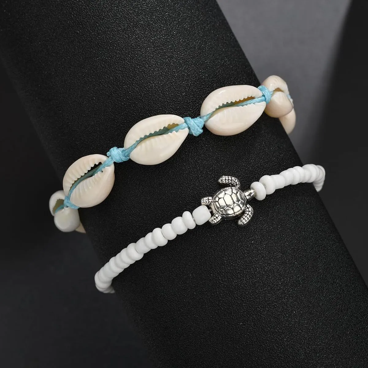 Seashell Bracelet Anklet Choker Shell for Women Bohemian Handmade Adjustable Beach Shell Bracelet Creative Shell Turtle Starfish Cross Bracelet Bangles Beach Summer Statement Hawaii Beach Parties Jewelry