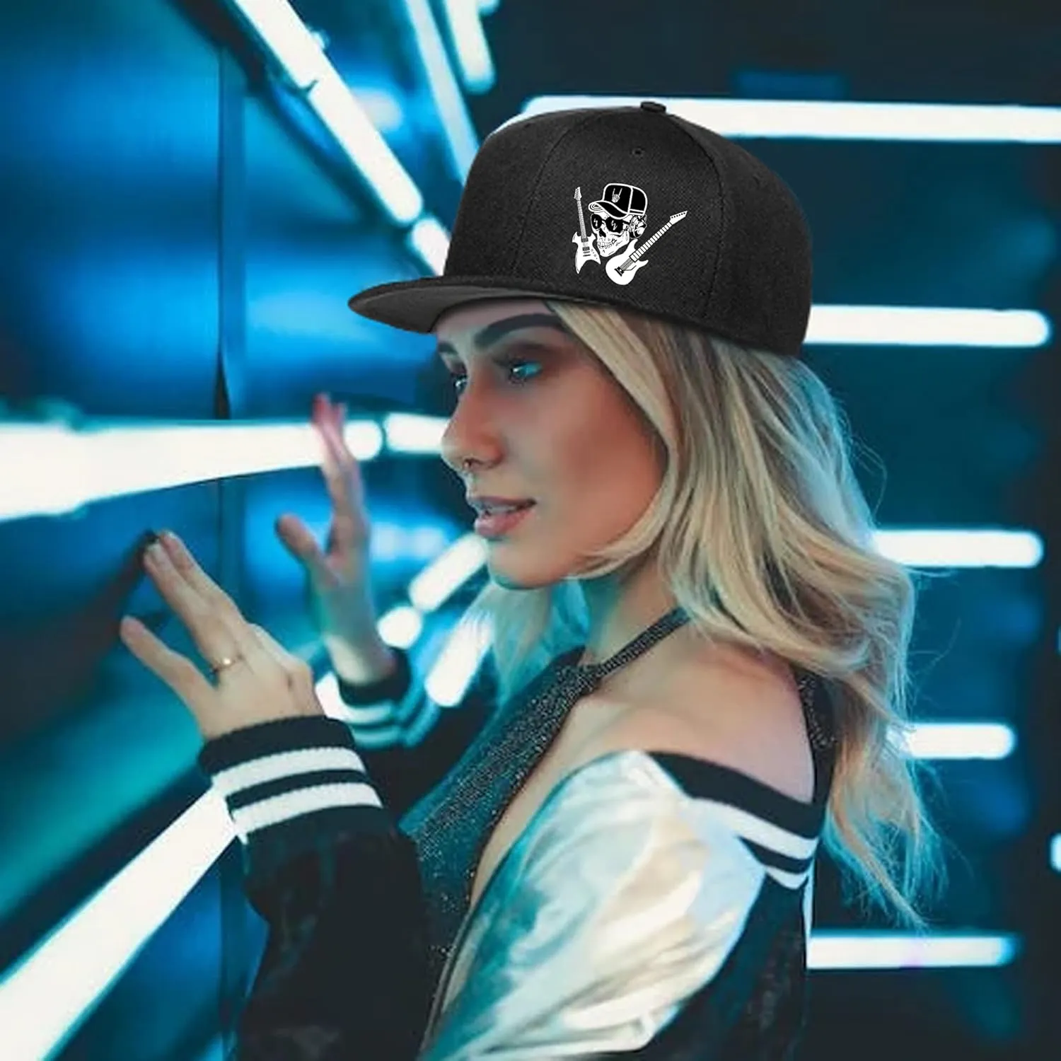 Skull Skateboards Hat Flat Bill Hats for Men Snap Backpack Mens Hats and Caps Cool Snapback Baseball Cap for Boys Hip Hop