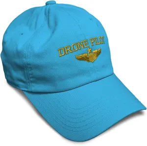 Soft Baseball Cap Drone Pilot Gold Embroidery Insignias UFO Twill Cotton Veteran Dad Hats for Men & Women