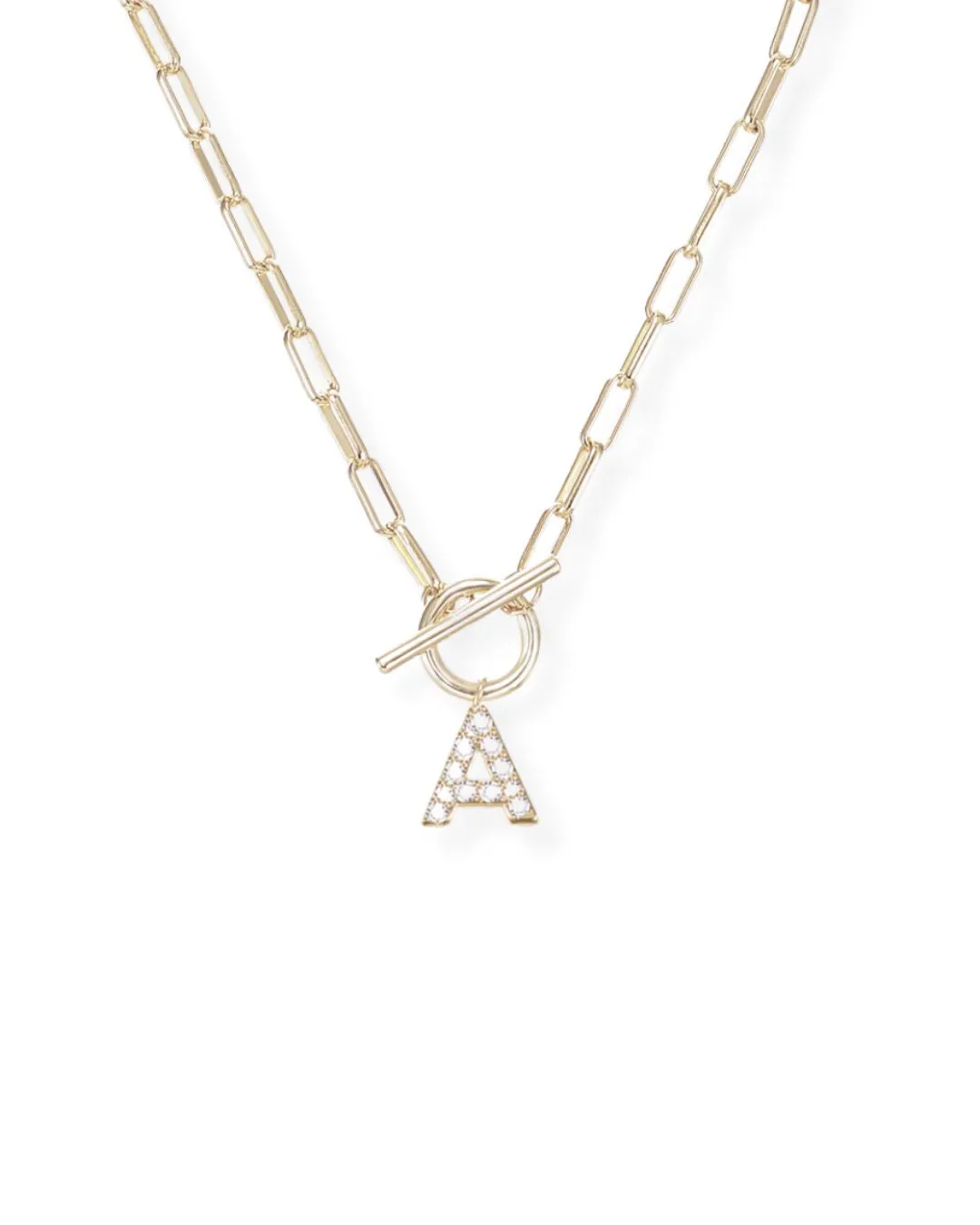 Sparkle Mini Toggle Initial Necklace in Gold