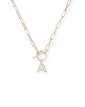 Sparkle Mini Toggle Initial Necklace in Gold
