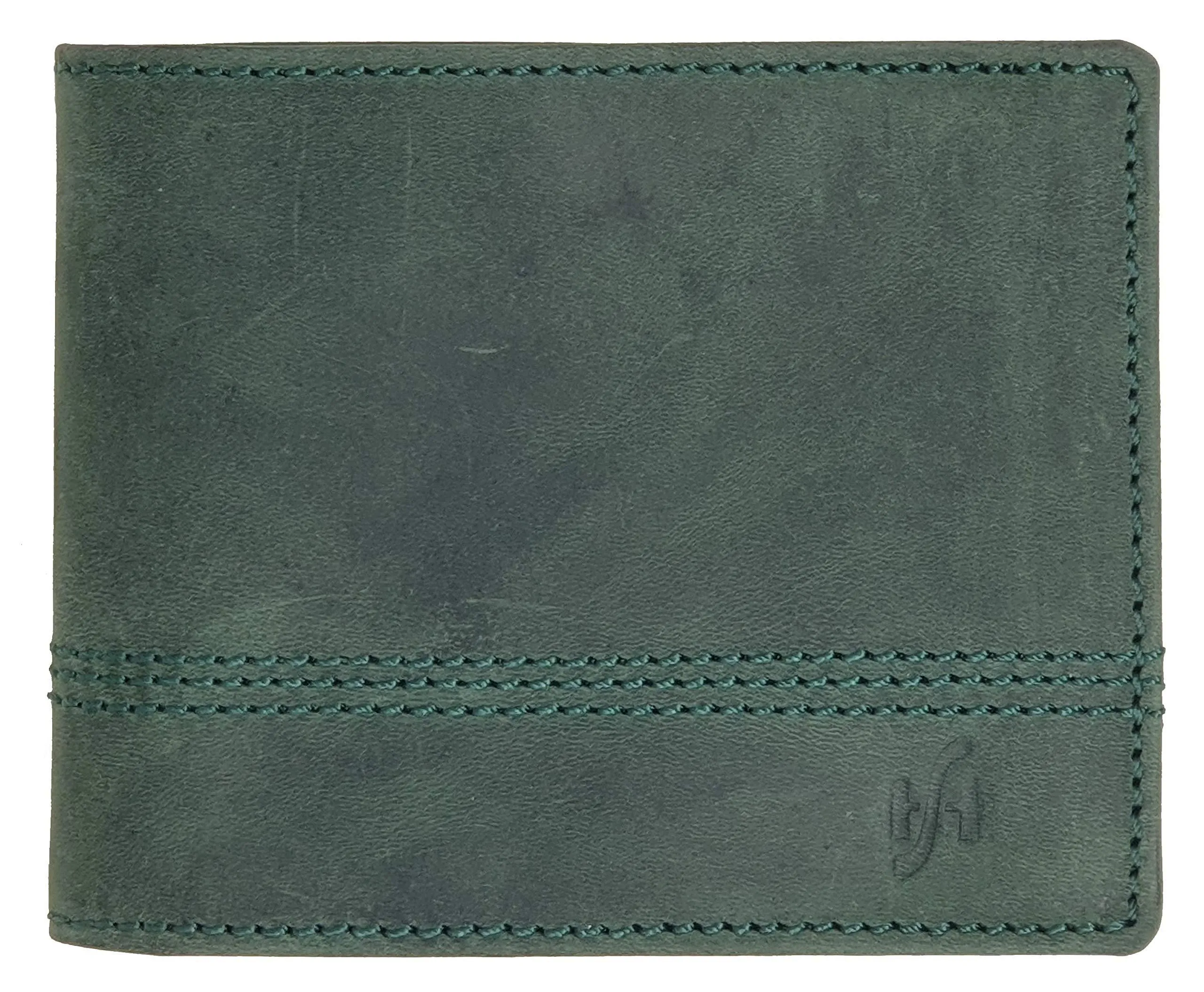 StarHide Mens Essentials Wallet RFID Safe Contactless Security Card Protection Distressed Hunter Leather Billfold Purse 1150 Green