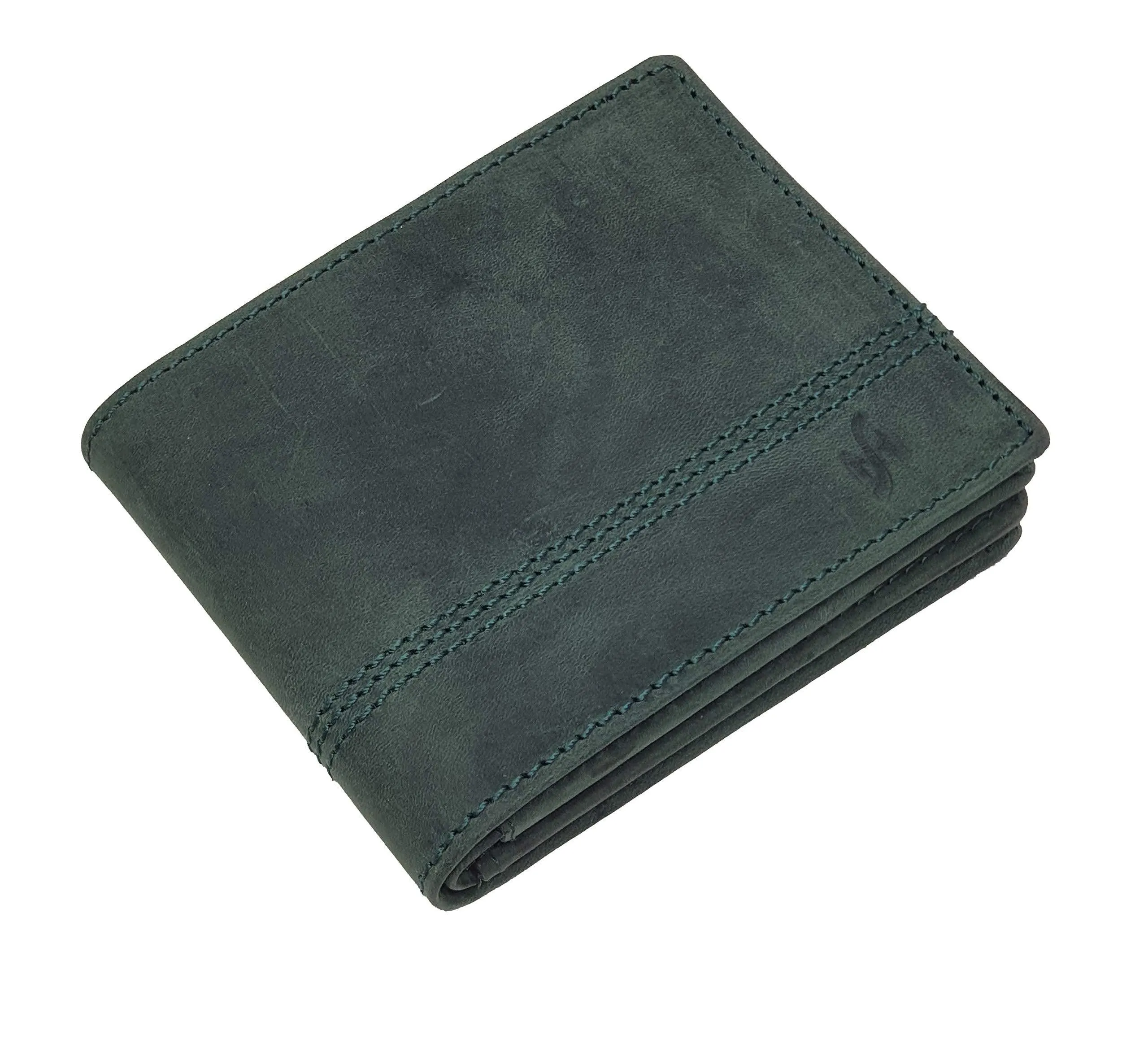 StarHide Mens Essentials Wallet RFID Safe Contactless Security Card Protection Distressed Hunter Leather Billfold Purse 1150 Green