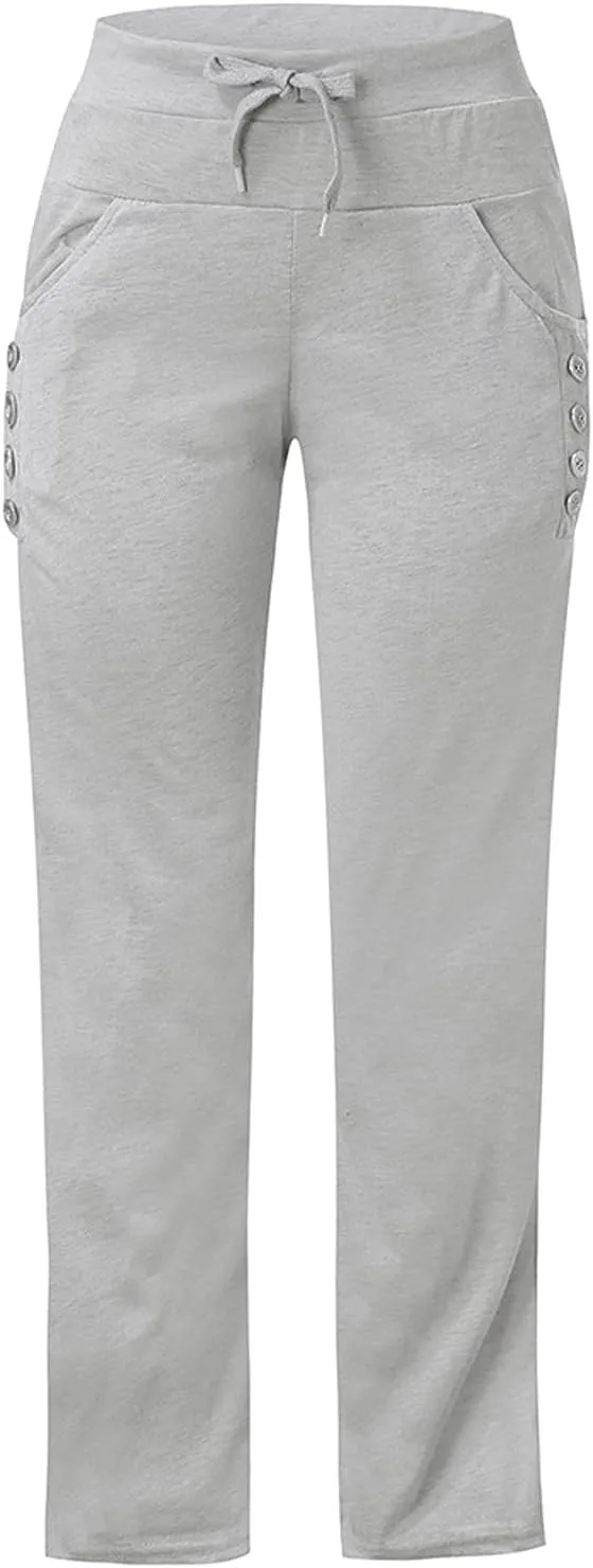Sweatpants Women Womens Casual Drawstring Pants Solid Wide Leg Loose Sports Running Leisure Time Trousers with Pocket