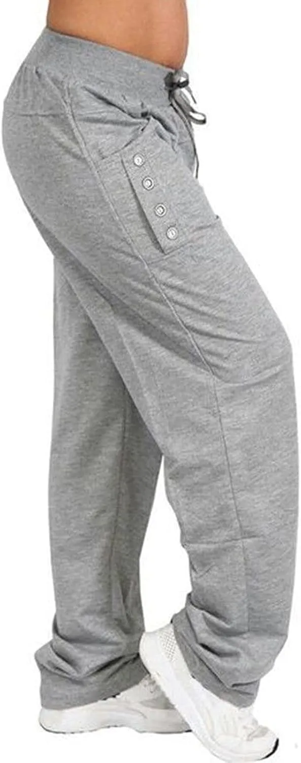 Sweatpants Women Womens Casual Drawstring Pants Solid Wide Leg Loose Sports Running Leisure Time Trousers with Pocket