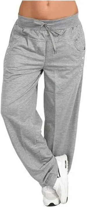 Sweatpants Women Womens Casual Drawstring Pants Solid Wide Leg Loose Sports Running Leisure Time Trousers with Pocket