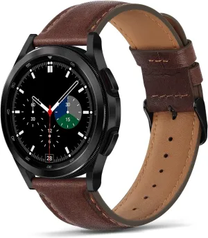 Tasikar Leather Bands Compatible with Samsung Galaxy Watch 47mm 7/6/5/4 Band/Watch 6 Classic 43mm 47mm/Watch 5 Pro Band, Genuine Leather Strap for Galaxy Watch 4 Classic/Watch 3, Dark Brown