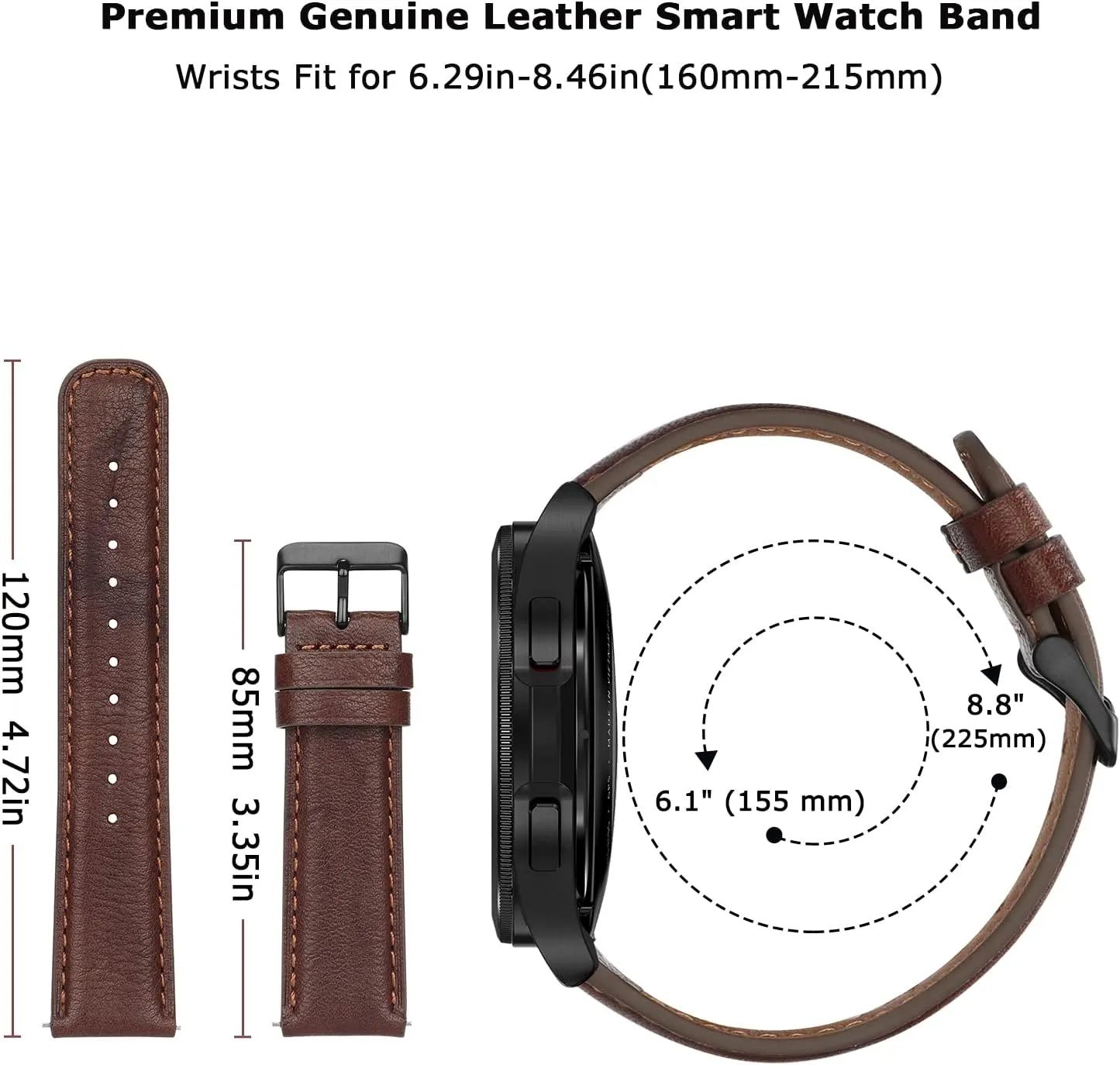 Tasikar Leather Bands Compatible with Samsung Galaxy Watch 47mm 7/6/5/4 Band/Watch 6 Classic 43mm 47mm/Watch 5 Pro Band, Genuine Leather Strap for Galaxy Watch 4 Classic/Watch 3, Dark Brown